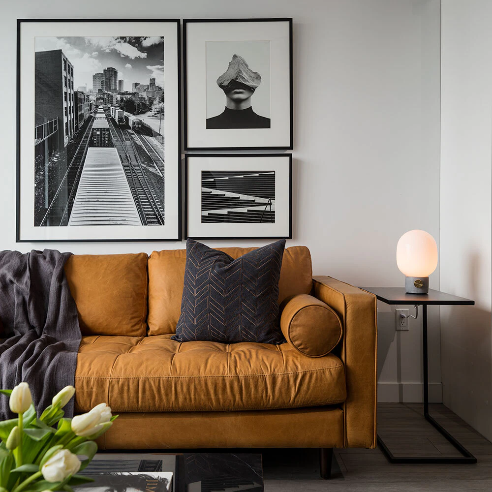 Sven Charme Tan Loveseat. Design by BYU Design. Photo Credit: Raef Grohne